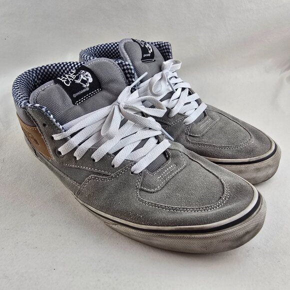 Vans Half Cab Mens 11 Gray Suede Canvas Skate Shoes Checker Steve Caballero - Picture 2 of 10